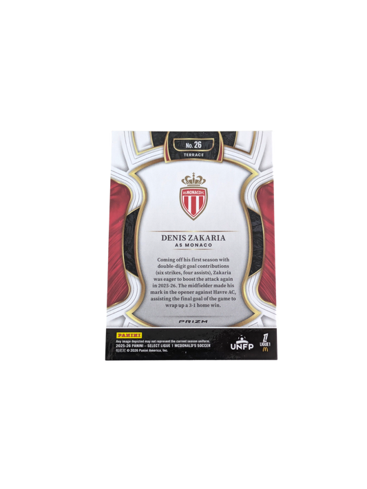 2026 Panini Select Ligue 1 Stade AS Monaco Denis Zakaria Blue & Red #26 card