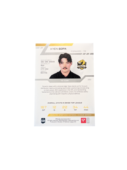2025 SportZoo National League Ajoie Kyen Sopa 26/30 Blue card