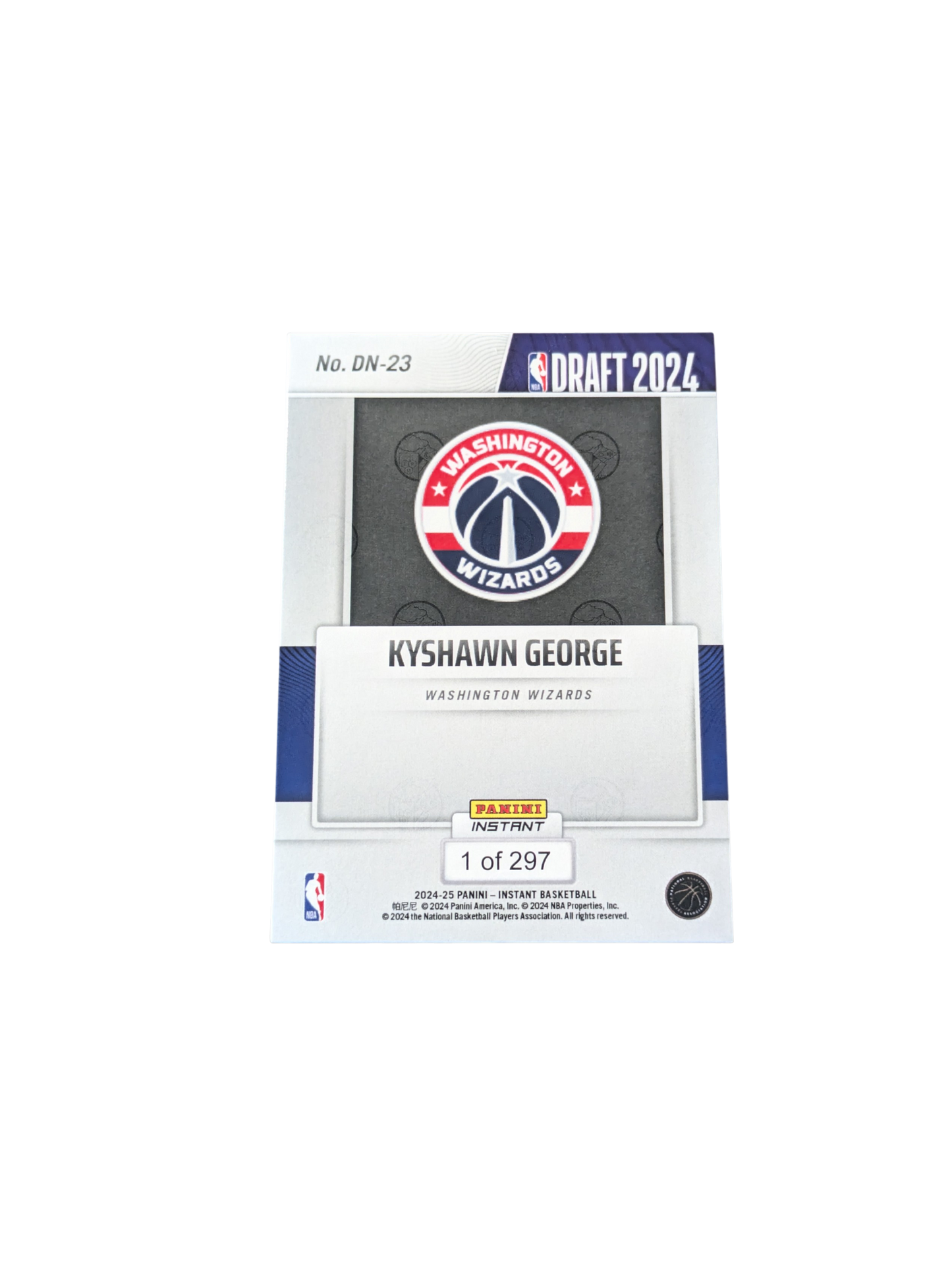 2024 Panini Draft 2024 Washington Wizards Kyshawn George 1/297 card