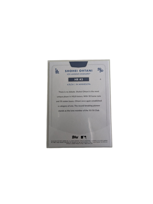 2024 Topps Los Angeles Dodgers Shohei Ohtani 50/50 HR #3 Card