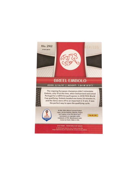 2018 Panini Prizm FIFA World Cup Russia Switzerland Breel Embolo #242 054/125 card