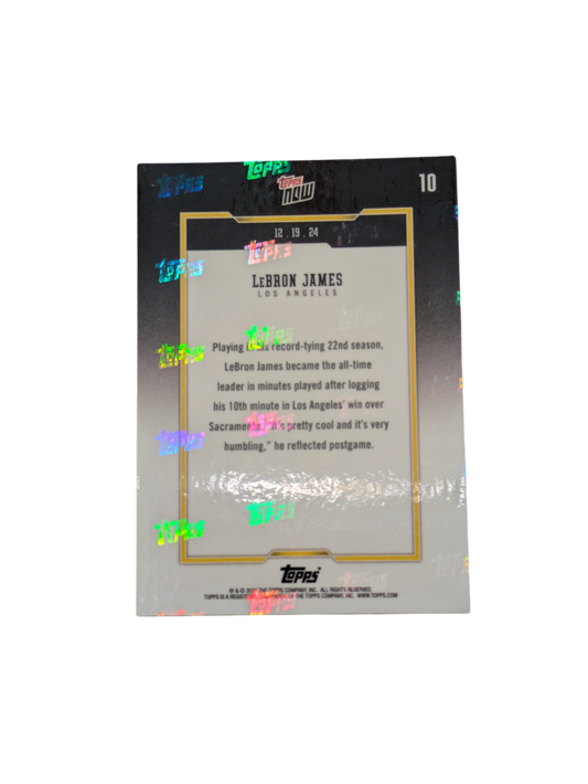 2024 Topps Now Los Angeles Lakers LeBron James All Time Leader Minutes Played card