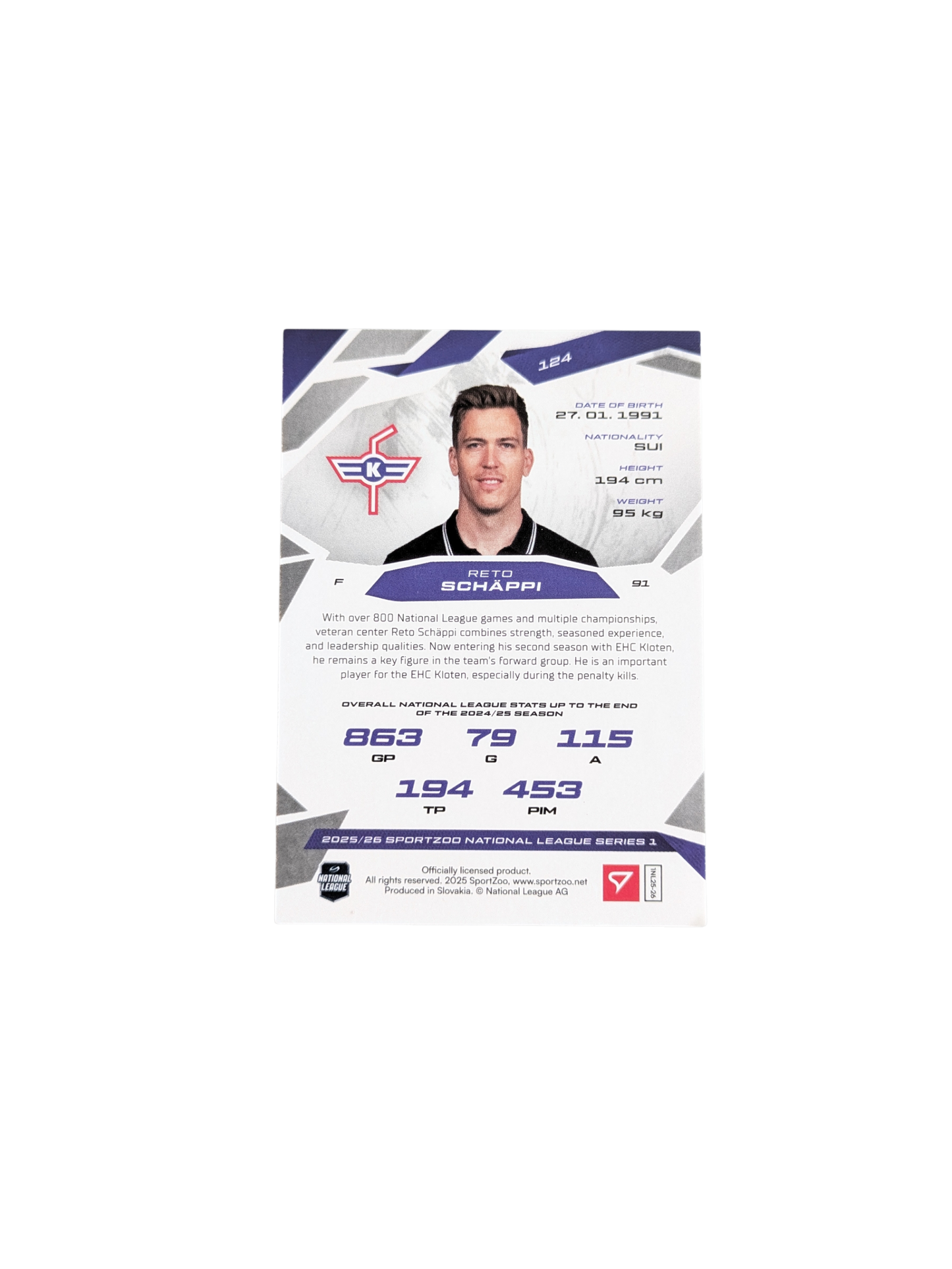 2026 SportZoo National League Kloten Reto Schäppi Green 22/30 card