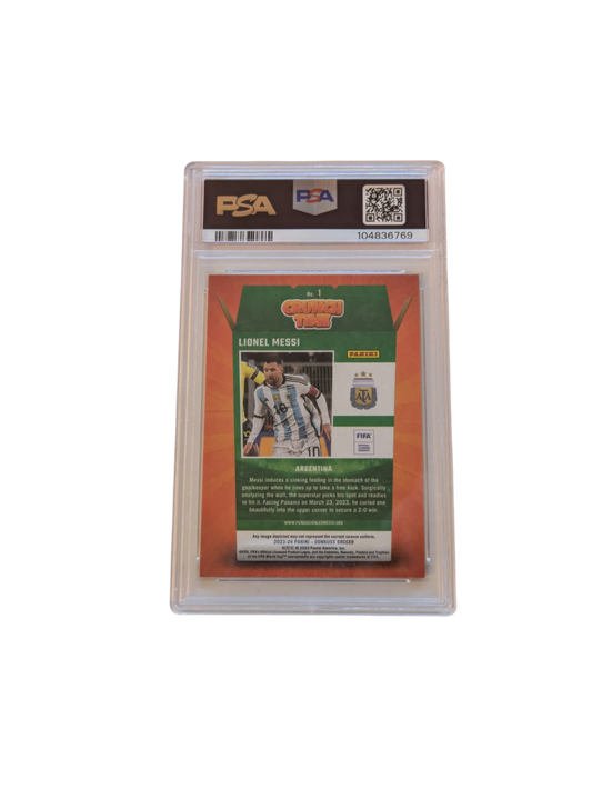2023 Panini Donruss Lionel Messi Crunch Time PSA Card