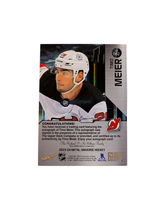 2024 Upper Deck Metal Universe New Jersey Devils Timo Meier Auto Card