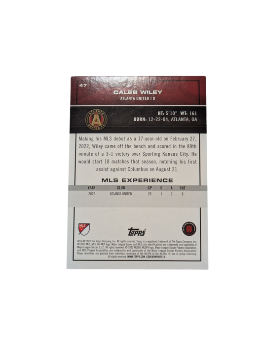 2023 Topps MLS Soccer Atlanta United Caleb Wiley 01/10 card