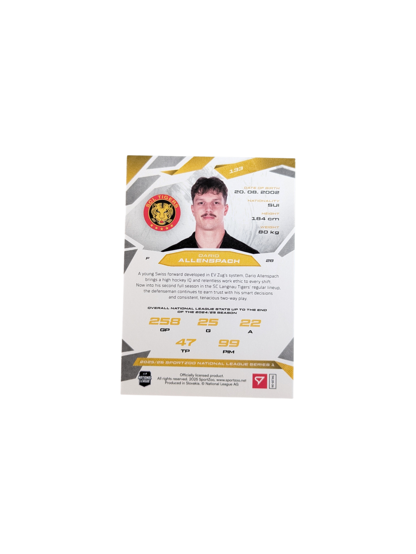 2026 SportZoo National League Langnau Dario Allenspach Green 24/30 card