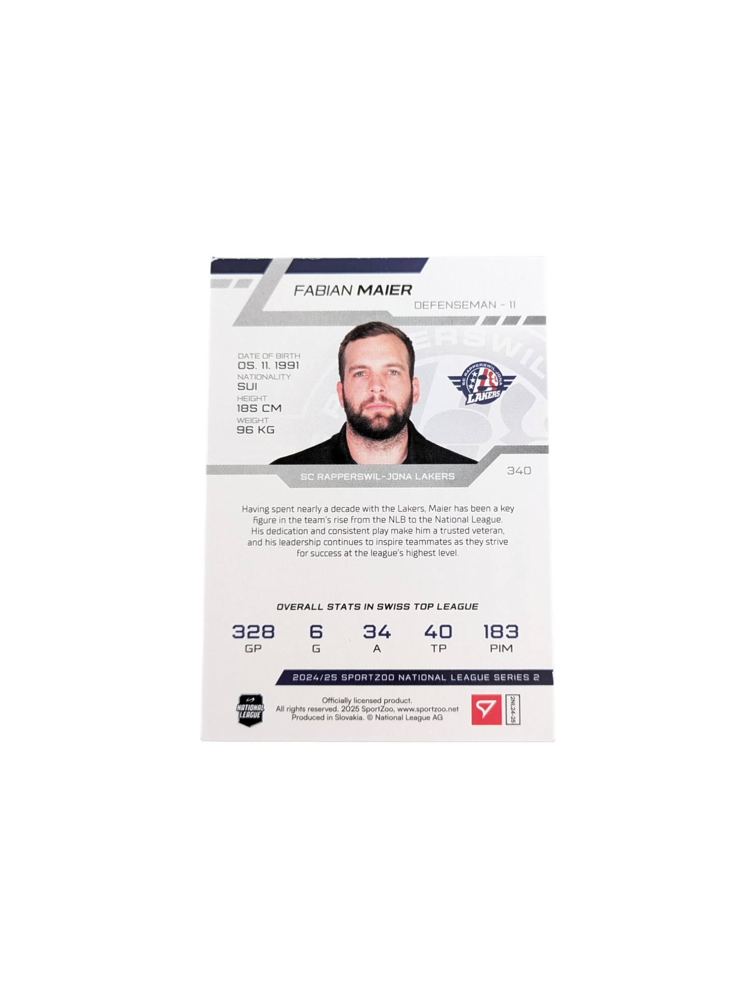 2025 SportZoo National League Rapperswil Fabian Maier 17/20 Red card
