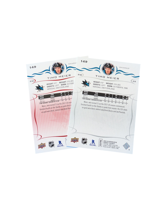 2018 Upper Deck Signature San Jose Shark Timo Meier #149 Base & 013/100 Bundle