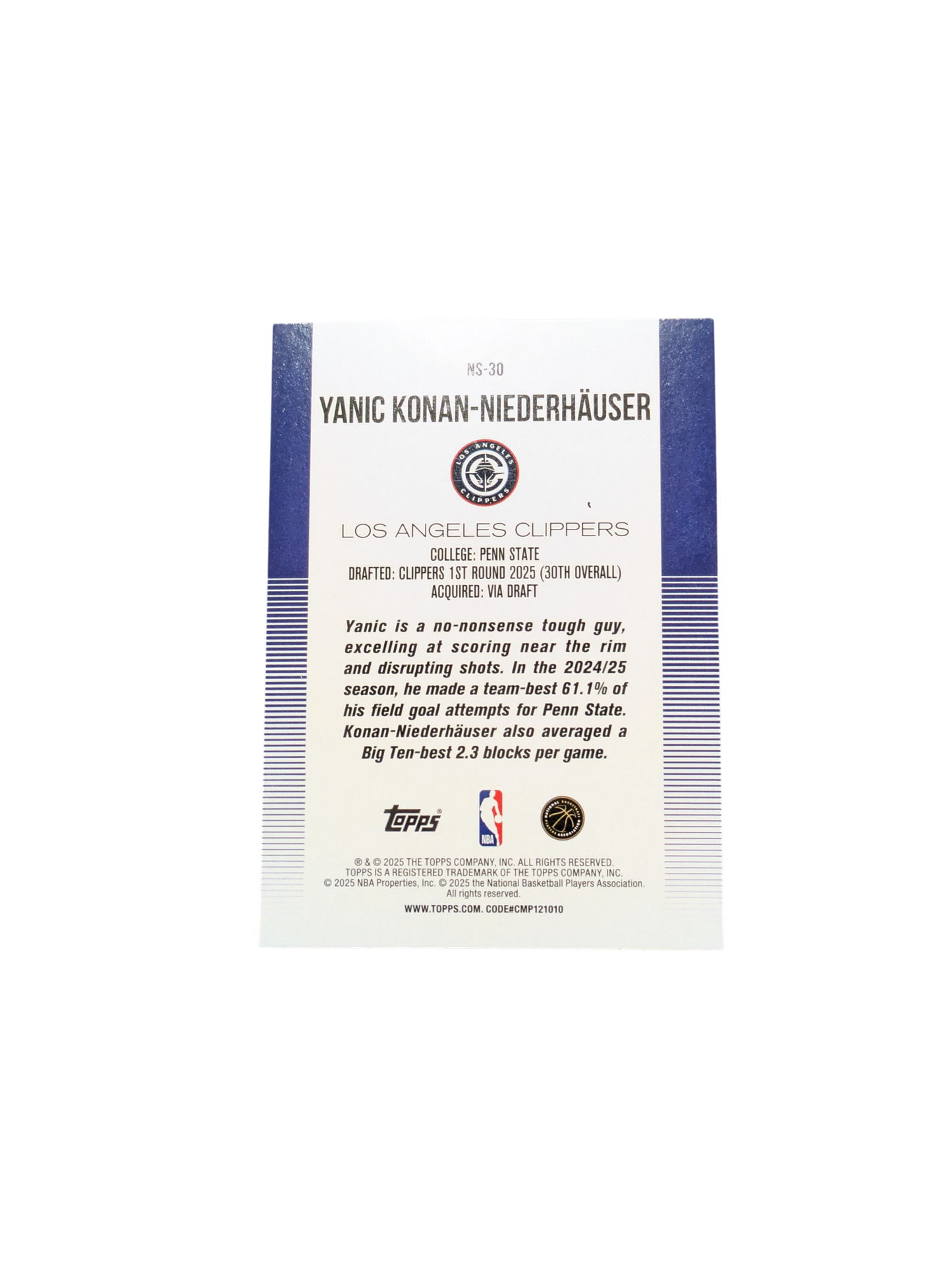2025/26 Topps New School Los Angeles Clippers Yanic Konan Niederhauser Rookie card
