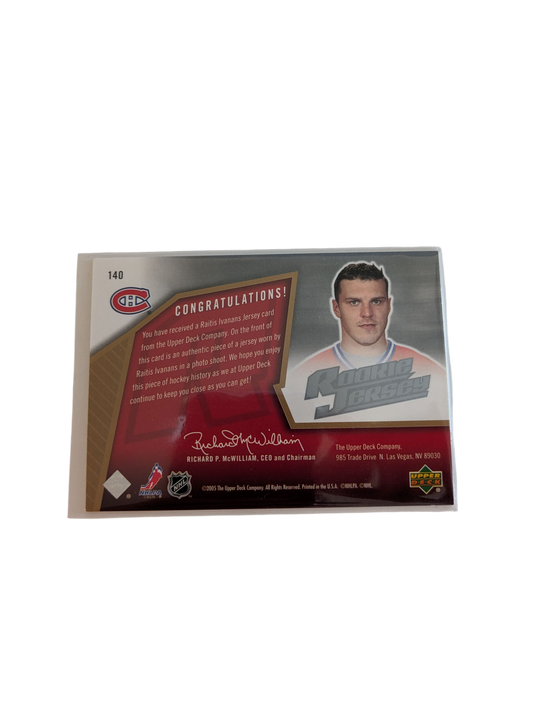 2005 Upper Deck Rookie Jersey Montreal Canadiens Raitis Ivanans Patch Card