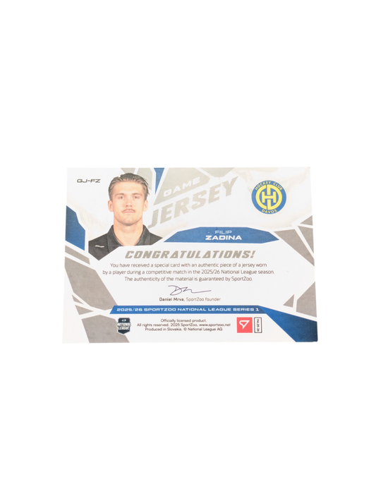 2026 SportZoo National League Series 1 Davos Filip Zadina Game Jersey /85 Patch card