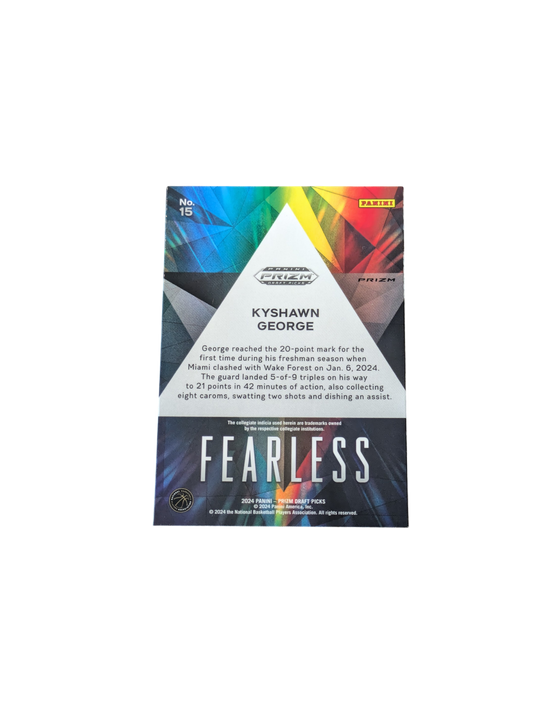 2024 Panini Prizm Fearless Washington Wizards Kyshawn George #15 Rookie card