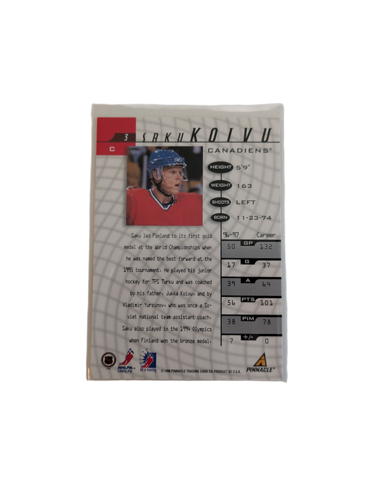 1998 Upper Deck Be a Player Montreal Canadiens Saku Koivu Auto Card
