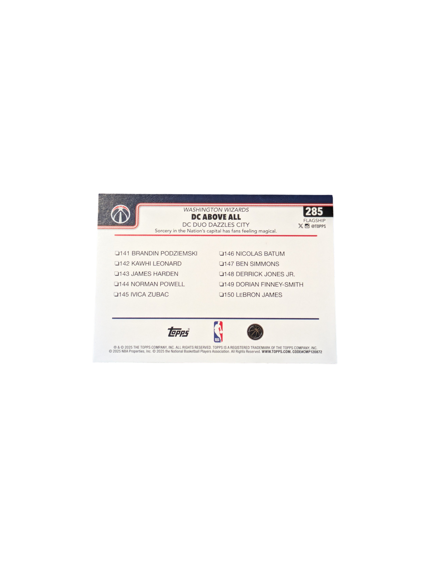 2025 Topps Flagship NBA Washington Wizards George & Sarr #285 card