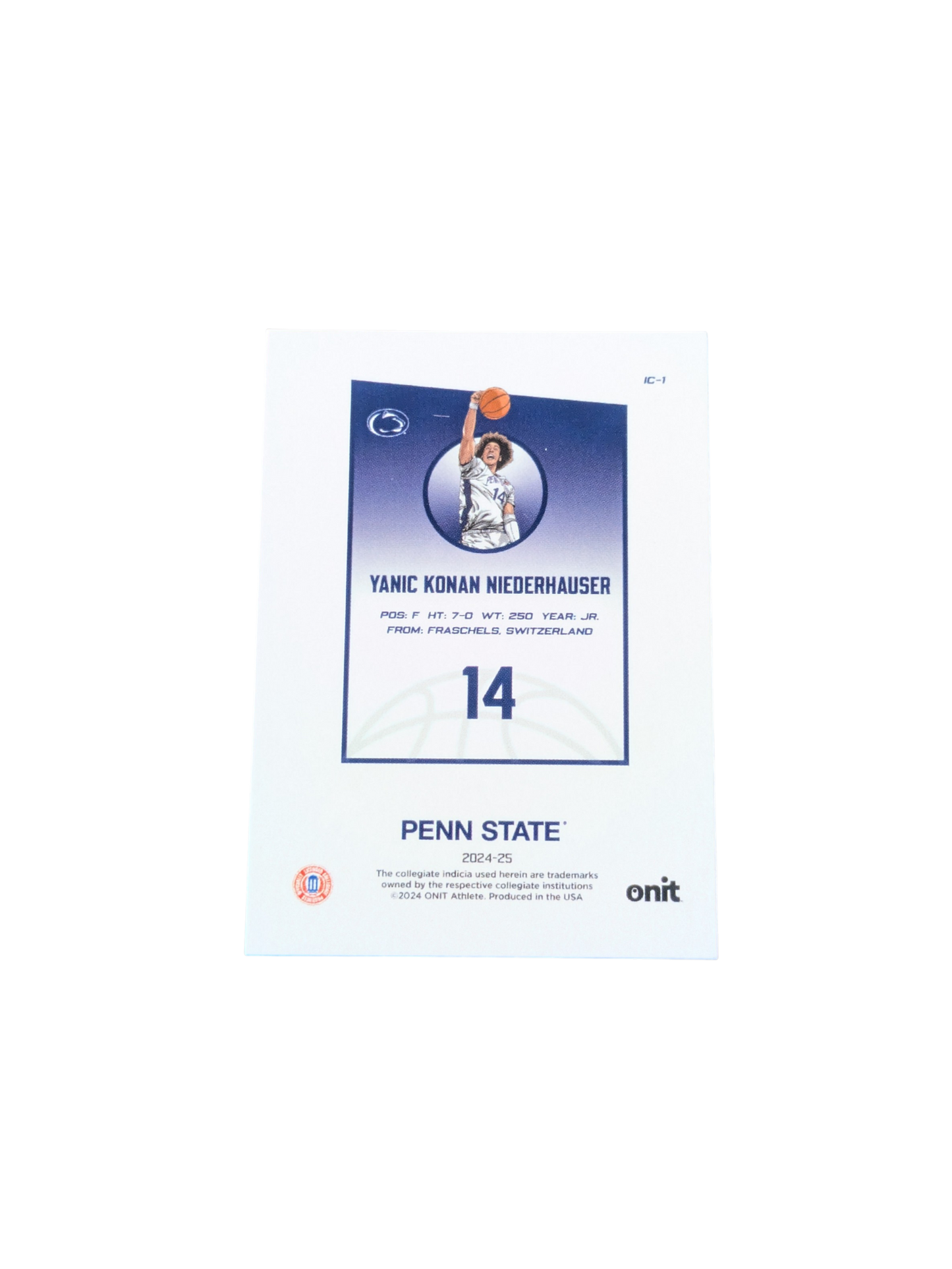 2024 ONIT Penn State NCAA Basketball Yanic Konan Niederhauser IC-1 card