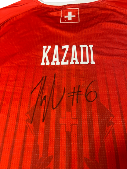 Switzerland Basketball Shooting Shirt Game Worn & Signed by Jonathan Kazadi