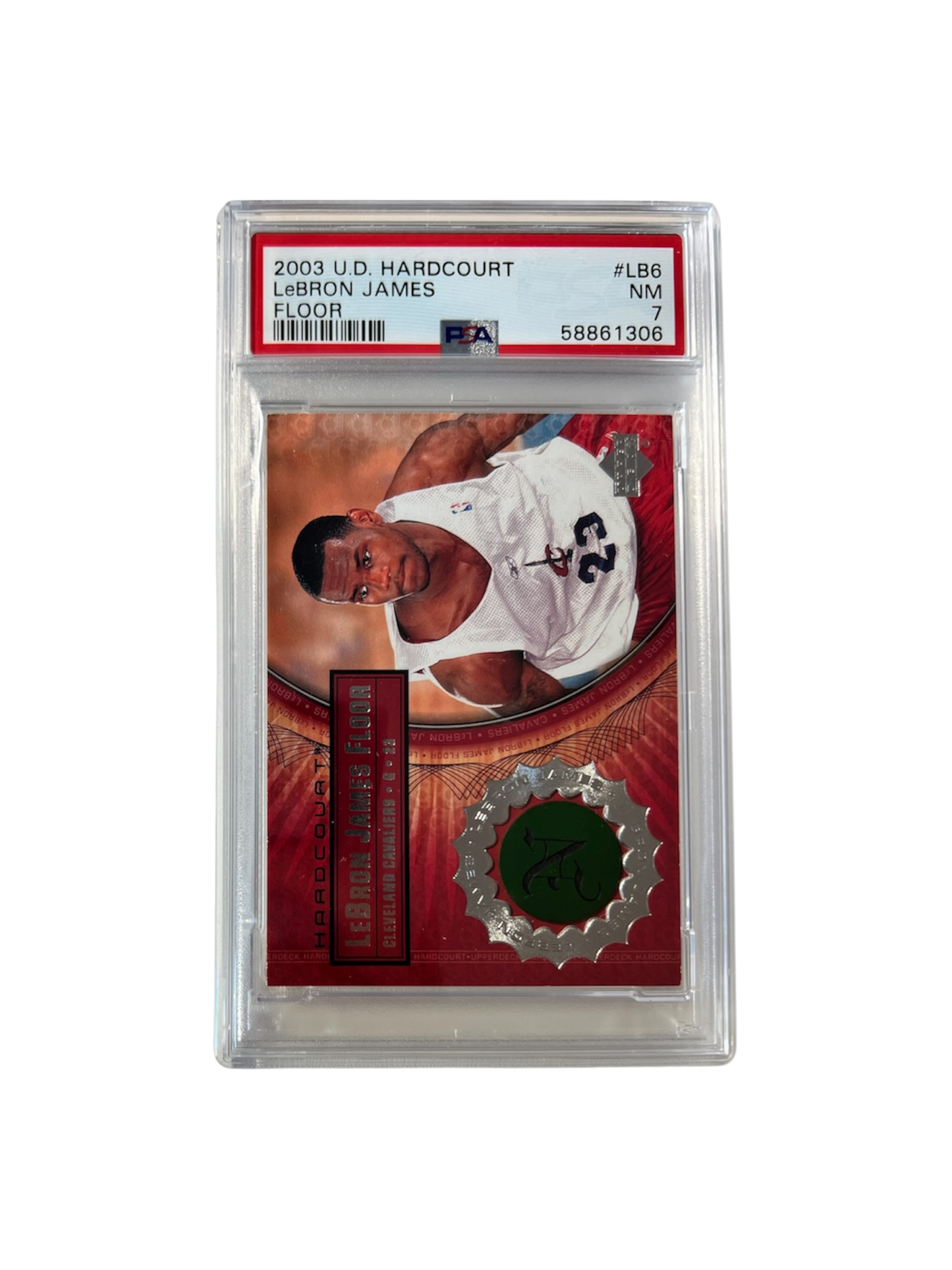 2003 Upper Deck University Hardcourt LeBron James Floor Relic PSA card