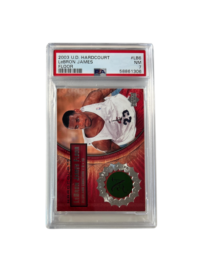 2003 Upper Deck University Hardcourt LeBron James Floor Relic PSA card
