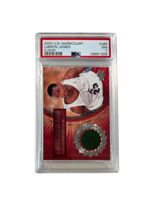 2003 Upper Deck University Hardcourt LeBron James Floor Relic PSA card
