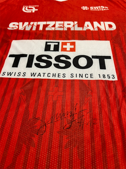 Switzerland Basketball Shooting Shirt Game Worn & Signed by Thomas Jurkovitz