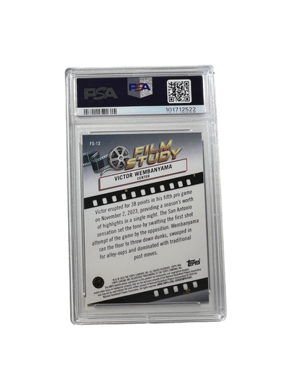 2023 Topps Chrome Victor Wembanyama Film Study Blue Refractor PSA card