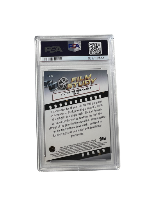 2023 Topps Chrome Victor Wembanyama Film Study Blue Refractor PSA card
