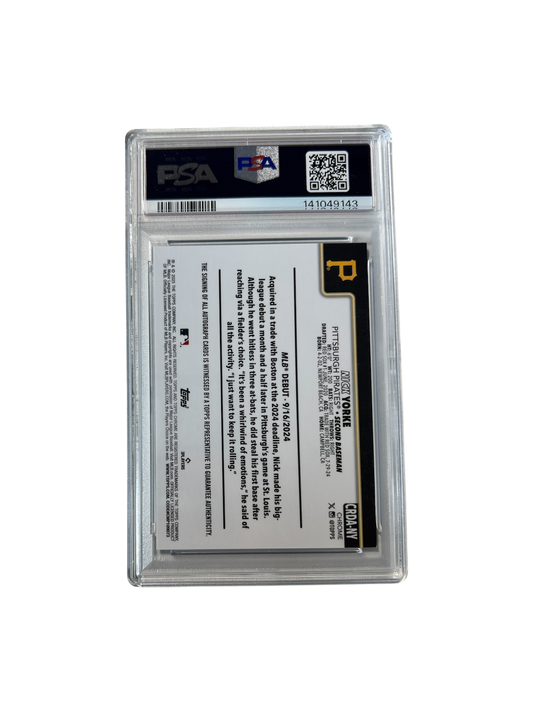 2025 Topps Chrome Nick Yorke Pittsburg Pirates RC Rookie Debut AUTO /150 PSA Card