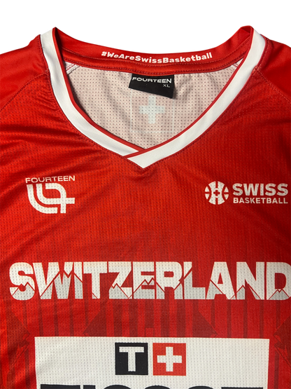 Switzerland Basketball Shooting Shirt Game Worn & Signed by Jonathan Kazadi