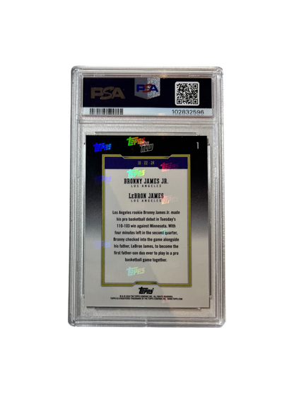2024 Topps Now Bronny LeBron James Father & Son DEBUT PSA 10 Card