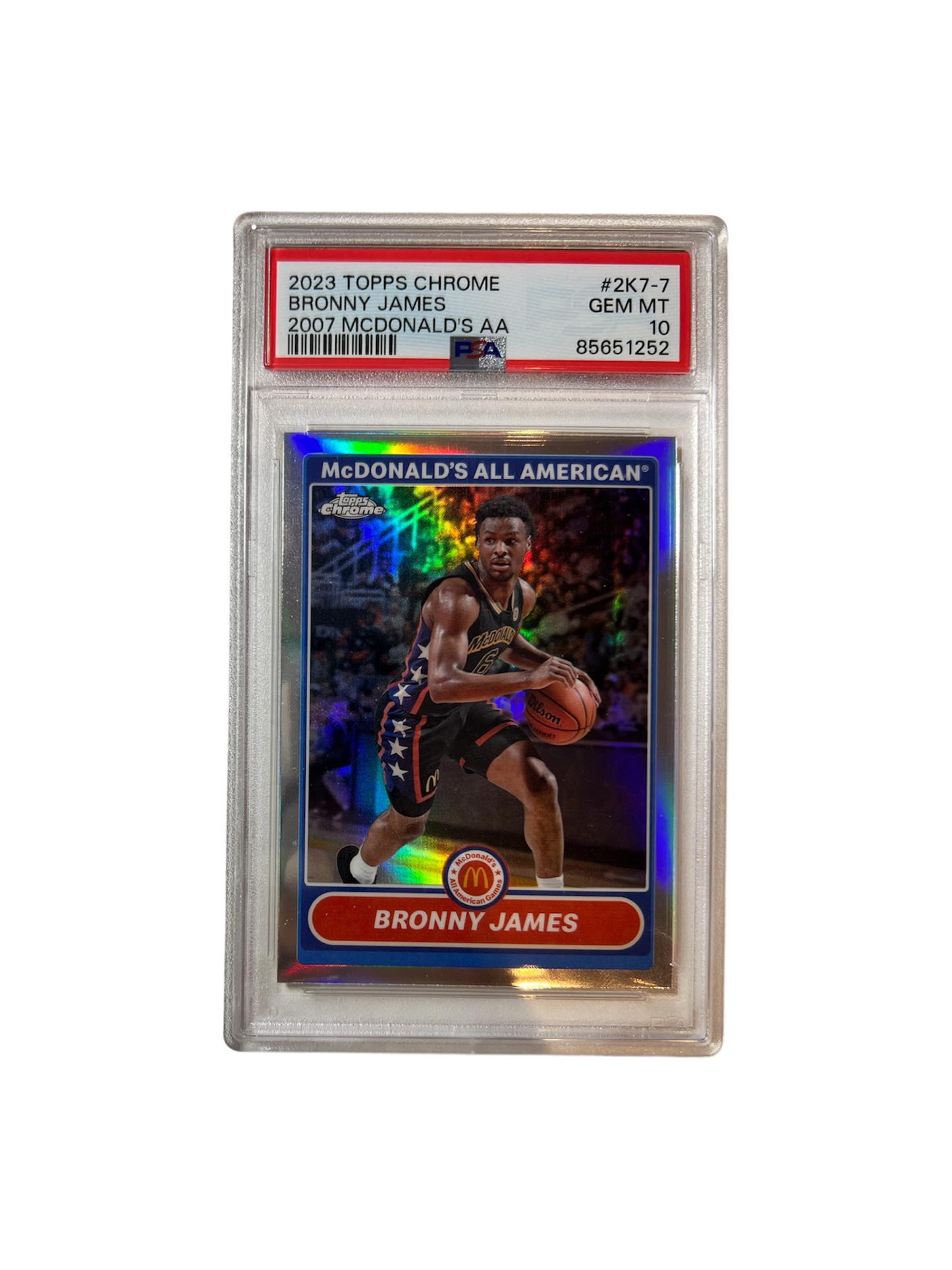 2023 Topps Chrome Bronny James McDonald's AA PSA 10 Card