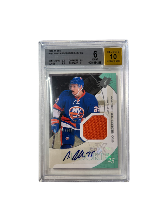 2010-2011 Upper Deck SPX Nino Niederreiter PATCH & AUTO Beckett BGS Card