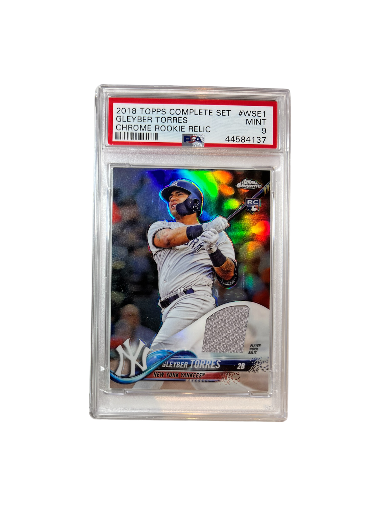 2018 Topps Gleyber Torres YANKEES Chrome Rookie Relic Material Game-Used Patch PSA card