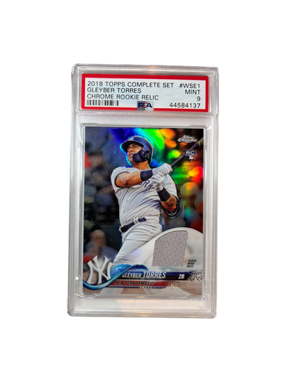 2018 Topps Gleyber Torres YANKEES Chrome Rookie Relic Material Game-Used Patch PSA card