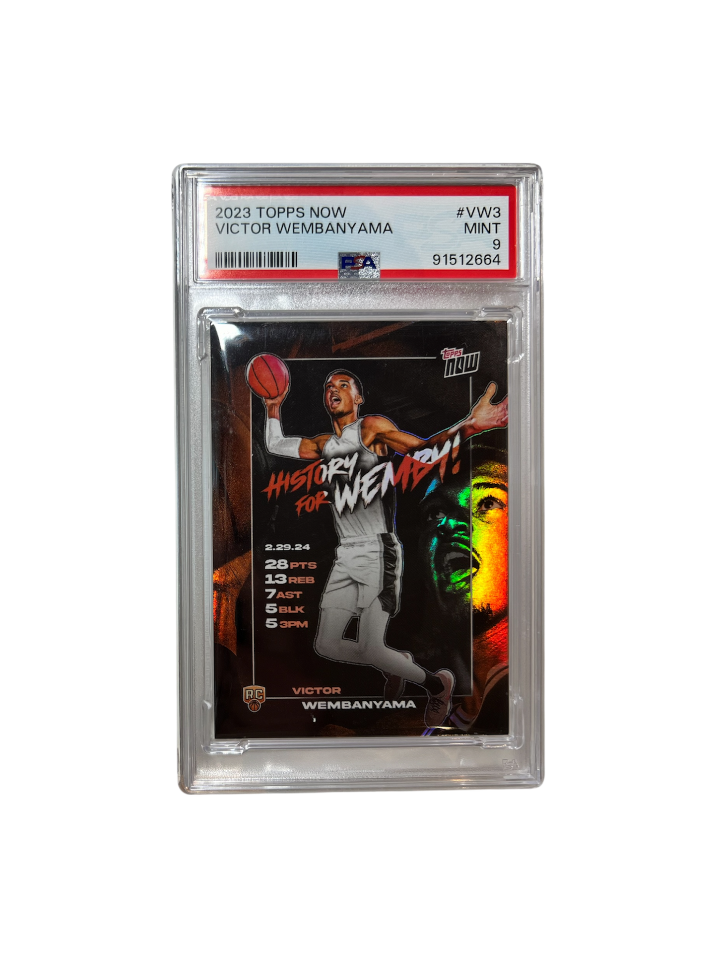 2023 Topps Now Victor Wembanyama History PSA Card
