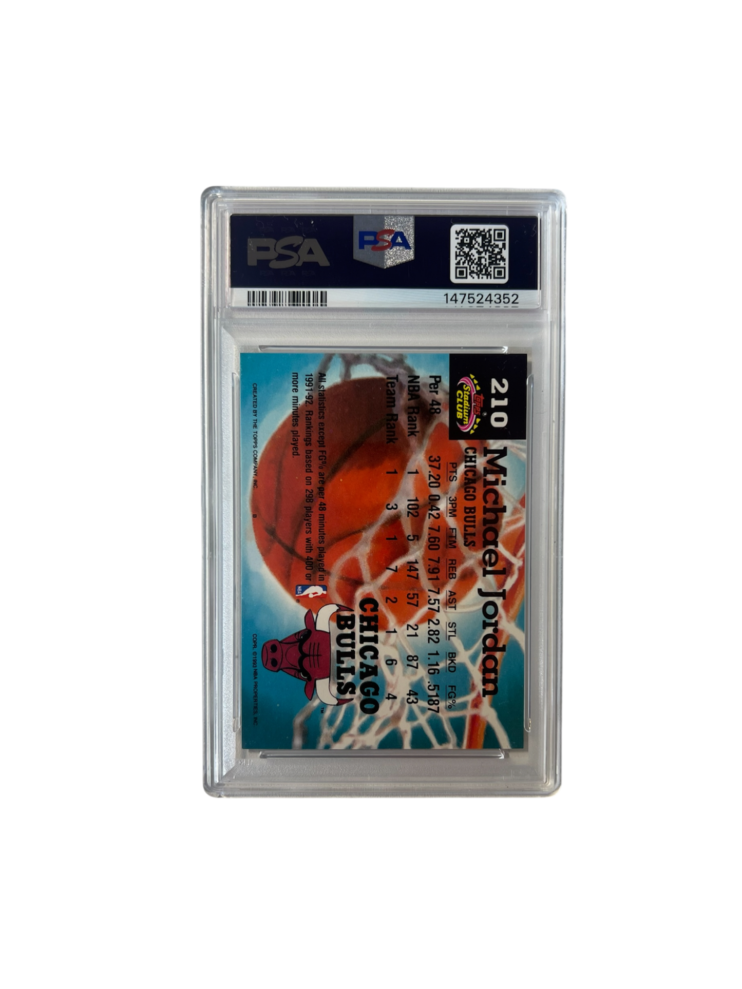 1992 Topps Stadium Club Michael Jordan PSA Card