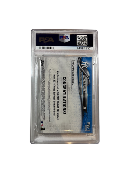 2018 Topps Gleyber Torres YANKEES Chrome Rookie Relic Material Game-Used Patch PSA card