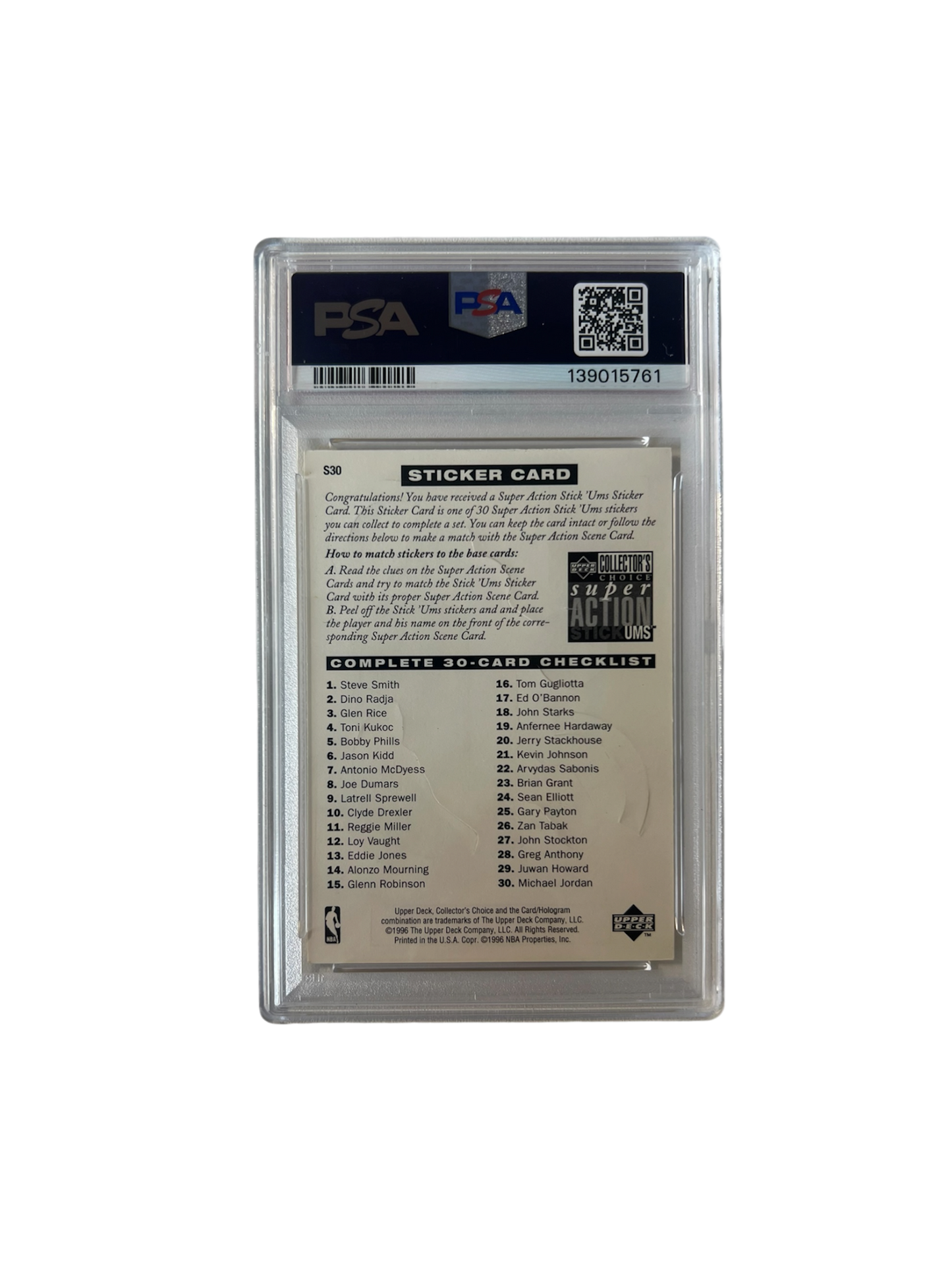 1996 Upper Deck Collector's Choice Michael Jordan PSA Card
