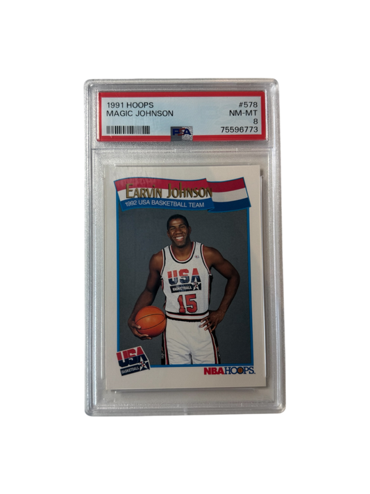1991 NBA Hoops Magic Johnson USA Basketball #578 PSA cards