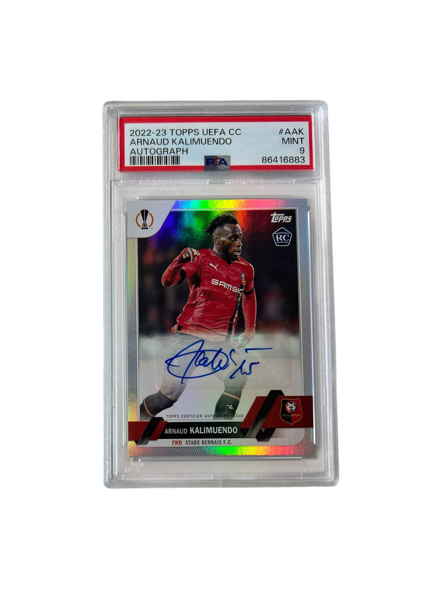 2022-2023 Topps UEFA Arnaud Kalimuendo RC Rookie card Auto PSA card