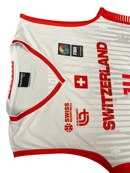 Switzerland Basketball jersey Game Worn & Signed by Jonathan Dubas