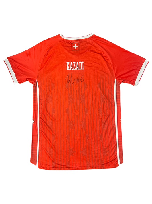 Switzerland Basketball Shooting Shirt Game Worn & Signed by Jonathan Kazadi