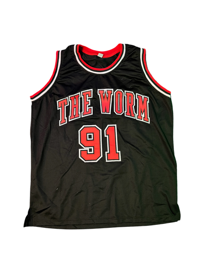 Chicago Bulls Dennis Rodman NBA signed Custom Red Jersey