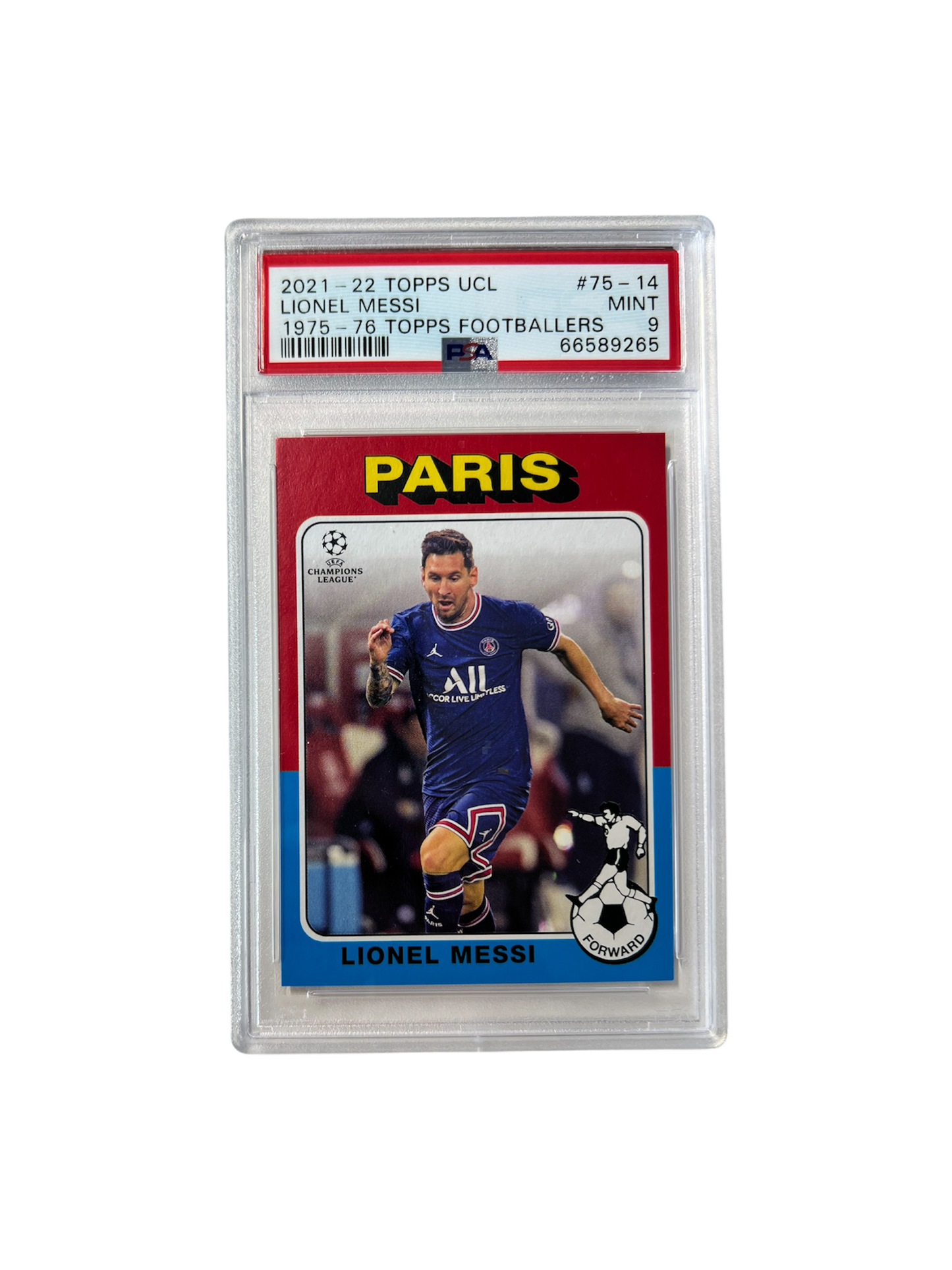 2021-2022 Topps UCL Lionel Messi 1975 PSA Card