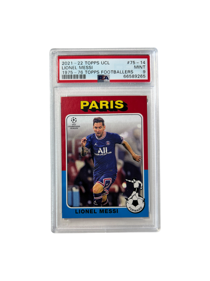2021-2022 Topps UCL Lionel Messi 1975 PSA Card