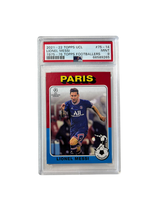 2021-2022 Topps UCL Lionel Messi 1975 PSA Card