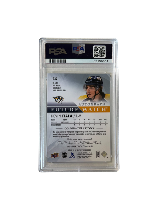 2015 Upper Deck SP Authentic Kevin Fiala Autograph PSA 9 card
