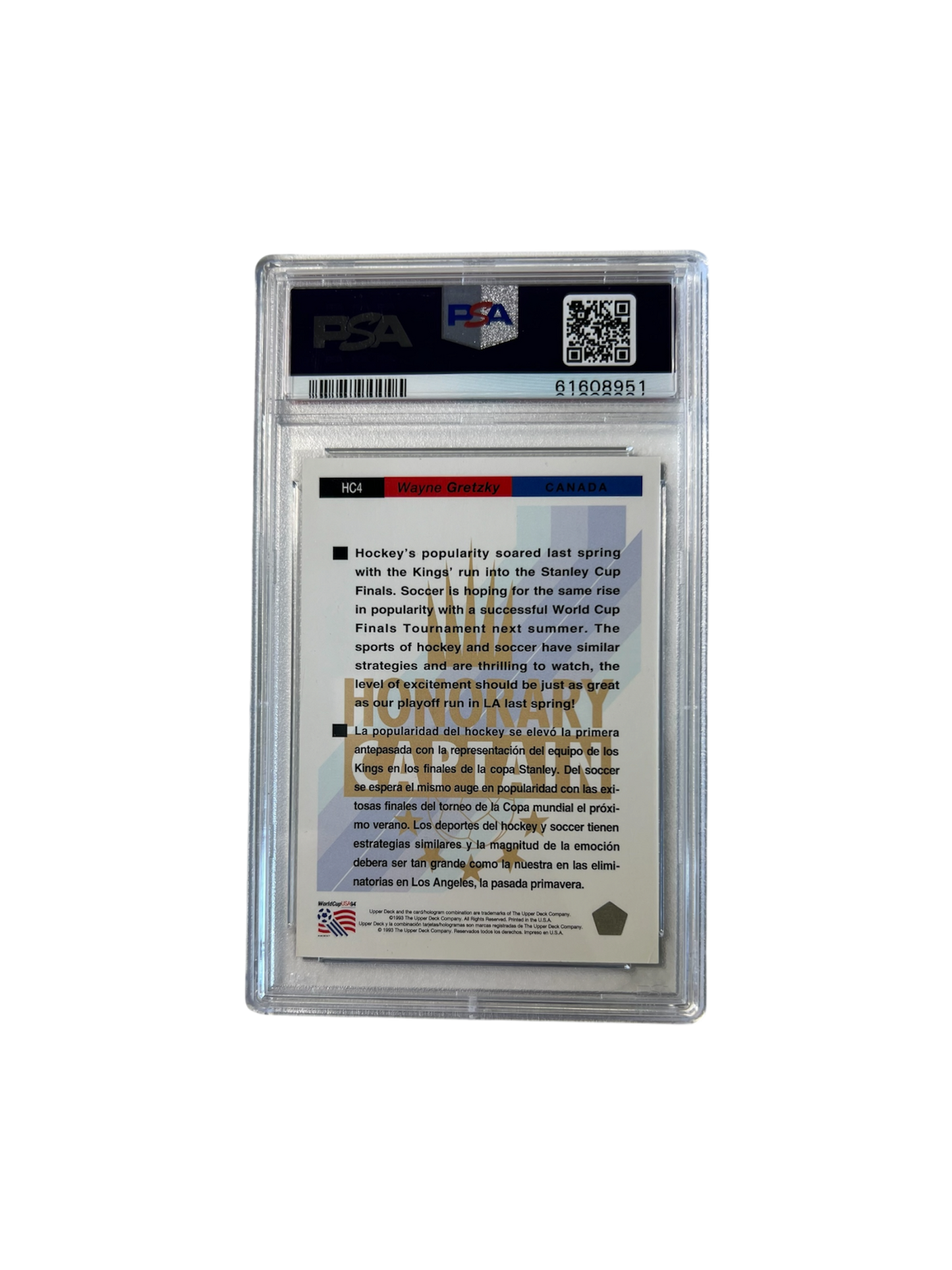 1993 Upper Deck Soccer Wayne Gretzky GOLD Honorary Captain PSA Card