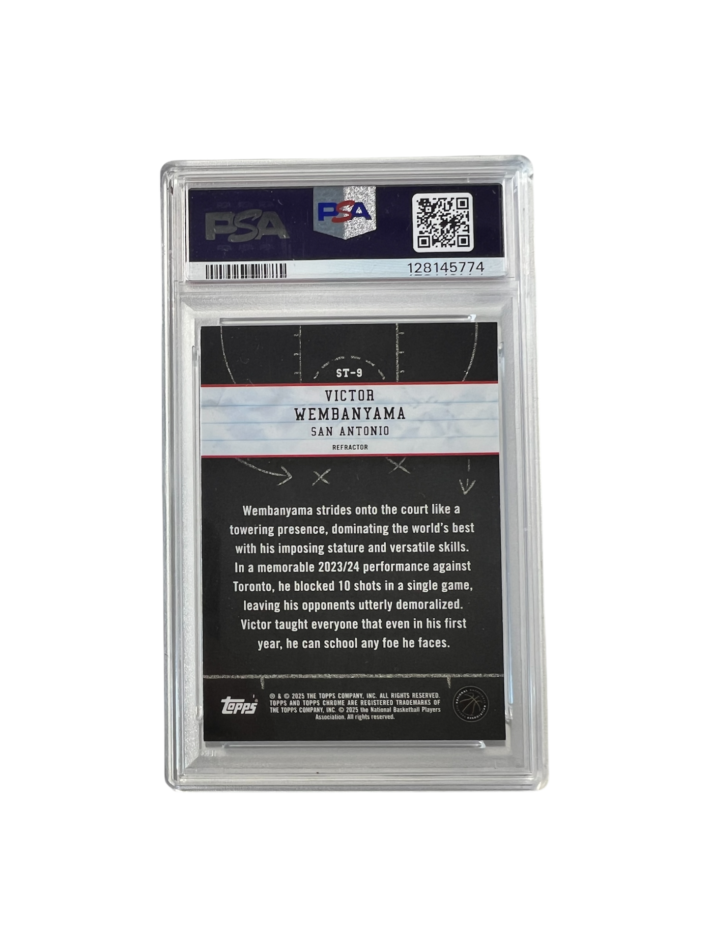 2024 Topps Chrome Victor Wembanyama Show & Tell Refractor PSA card