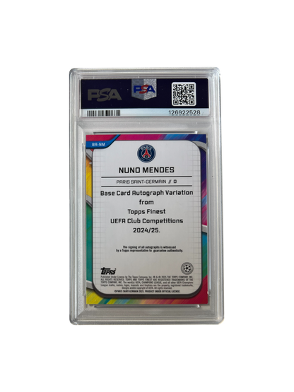 2024-2025 Topps Finest UCL Nuno Mendes Auto /75 PSA card